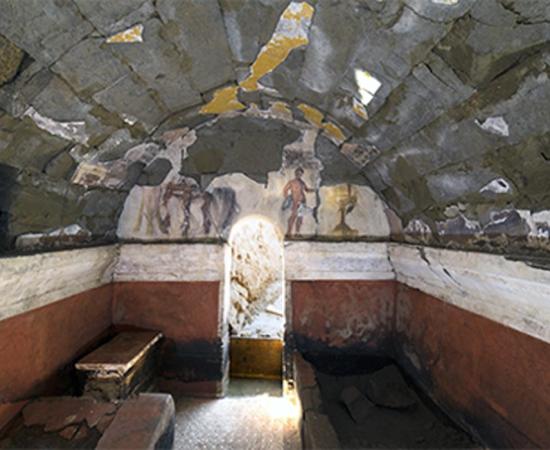 Painted burial chamber (from 2nd century B.C.) excavated in 2018