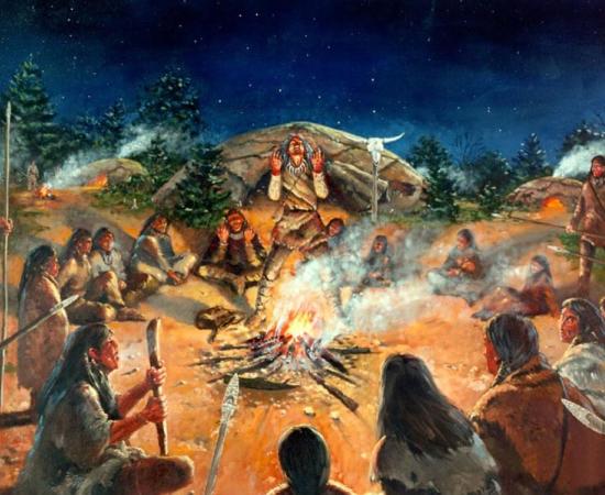 Illustration of a Paleoindian campsite