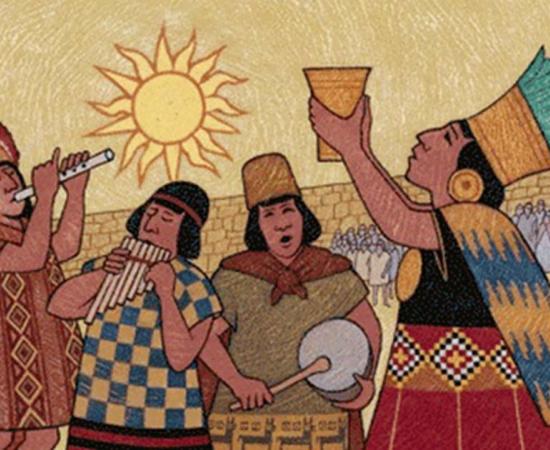 Inca in a religious event. The Inca civilization is accredited with the first peanut paste.