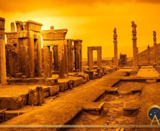 The sun sets on the ruins of Persepolis burnt by Alexander the Great in 330 BC (Pav-Pro Photography / Adobe Stock)