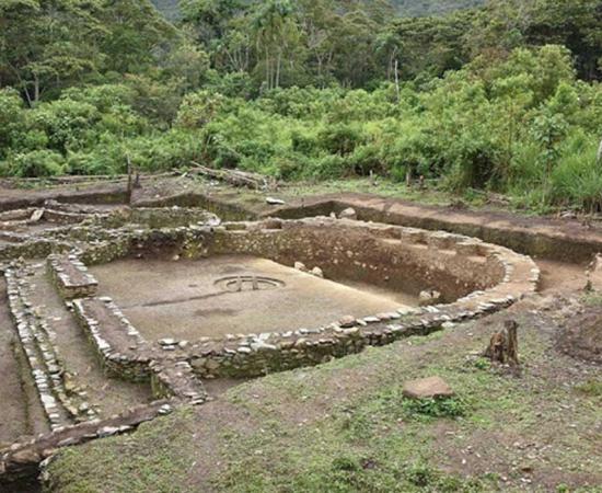A D-shaped structure built by the Wari culture, found near Cusco in Peru.