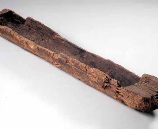 The Pesse canoe, shown here, believed to be the world's oldest known boat, was made roughly 10,000 years ago in the Mesolithic period, from a Scots pine trunk, in the Netherlands region.    