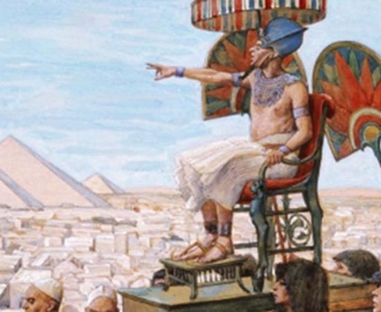 Representational image of a pharaoh from ‘Pharaoh Notes the Importance of the Jewish People,’ by James Jacques Joseph Tissot.