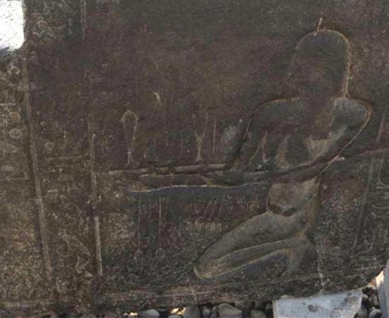 Part of the shrine showing Pharaoh Nectanebo I, who was the last native king to rule Egypt before the Greeks conquered.