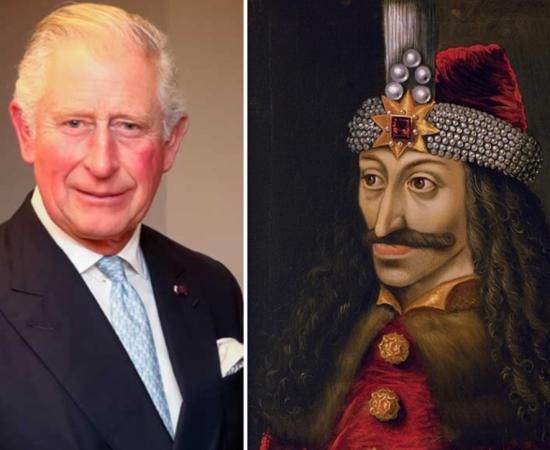 Photo of King Charles III and The Ambras Castle Portrait of Vlad III.
