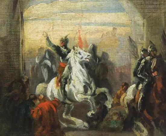 Boleslaw the Brave Entering Kiev, by Piotr Michalowski. Boleslaw was crowned the first king of Poland in 1025 AD. Source: Piotr Michałowski / CC BY-SA 4.0