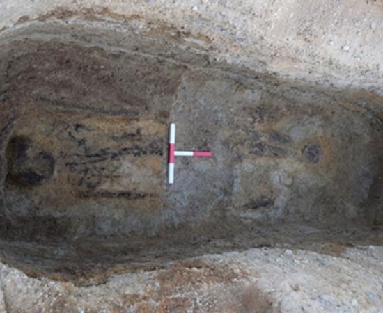 Outline of a Pictish burial found near Muir of Ord, Black Isle, Scotland.           Source: Tarradale Through Time
