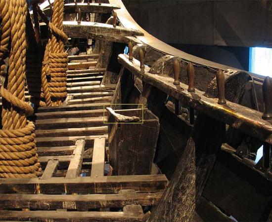 The starboard toilet on the beakhead of the warship Vasa, displayed in the Vasa Museum in Stockholm, Sweden. (Peter Isotalo / CC by SA 3.0)