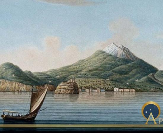 The island of Ischia seen from the sea, showing volcanic features. Colored etching by Pietro Fabris, (1776). (Wellcome Images/ Public Domain)