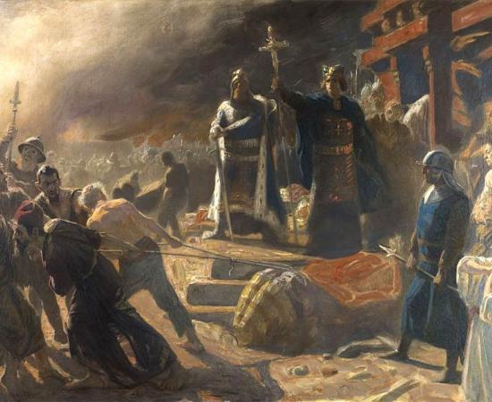 Amongst the last of the Polabian Slav tribes to fall were the Rani who boasted one of the most powerful Slavic cult religious sites, called Arkona. This powerful fort fell to the Danes in 1168, when King Valdemar sacked it and toppled the pagan idols which stood there. Source: Public domain