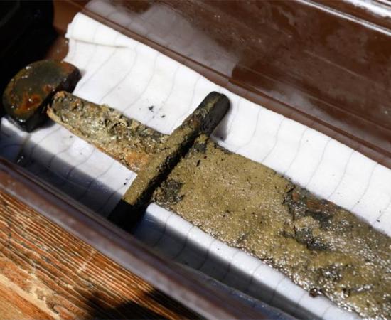 Medieval sword drawn from Lednica Lake, Poland     Source: Nicolaus Copernicus University