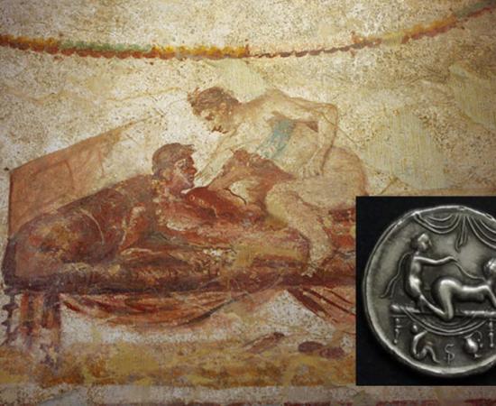 A Pompeii brothel mural.