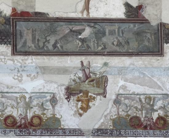 Reconstructed portion of the vaulted ceiling from the House with Bakery in Pompeii. 