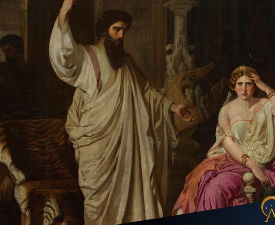 Saint Paul, surprised by Nero at the moment of converting Sabina Poppaea by Isidoro Lozano ca. 1858.