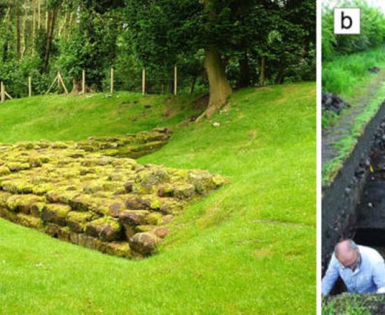 Left; part of the Roman ruins at Aldborough, Right; excavation of the Roman metal-working complex at Aldborough 
