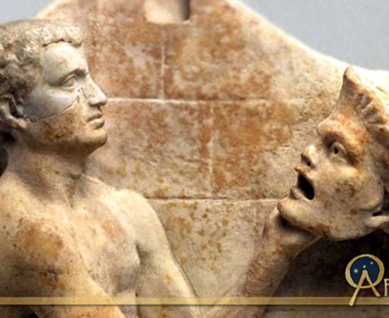 Relief of a seated poet (Menander) with masks of New Comedy, 1st century B.C. – early 1st century AD.