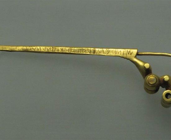 The controversial Praeneste fibula is currently housed at the Luigi Pigorini National Museum of Prehistory and Ethnography in Rome. Source: Vobiscum / CC BY-SA 3.0