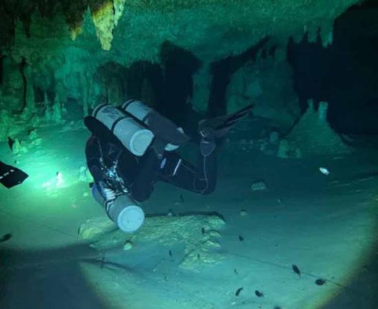 The Pre-Maya human remains were found in a cenote near a section of the Maya Train route. Source: Peter Broger/ INAH