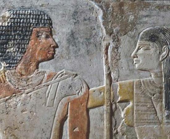 Detail of a tomb painting depicting Meretites and Kahai – an ancient Egyptian couple who lived 4,400 years ago.