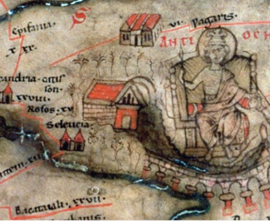 The Peutinger Map showing Antioch, Alexandria and Seleucia in the 4th century