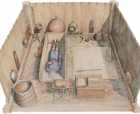 The tomb dubbed Prittlewell burial, contained 40 artifacts including treasures from other kingdoms. Source: MOLA