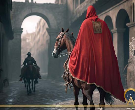 Hooded Roman soldier on a horse ( Ramy / Adobe Stock)