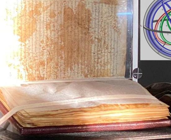 The Biblioteca Ambrosiana in Milan undergoing imaging to reveal the hidden text. Source: Lumiere Technology/Pascal Cotte and Salvatore Apicella