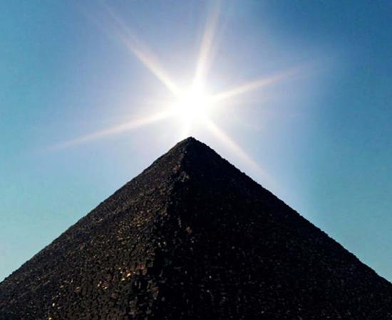 Great Pyramid of Giza in the rays of the sun. 