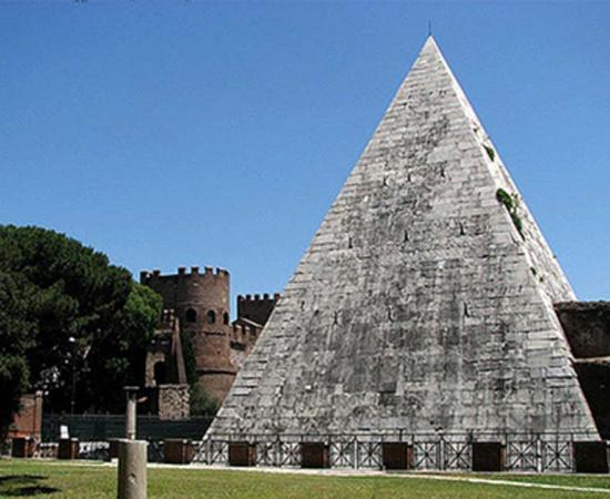 The Pyramid of Cestius overlooks the Protestant Cemetery of Rome