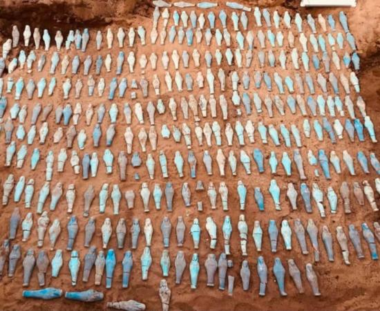 A massive collection of 560 faience ushabti figurines was discovered at Tell Quesna