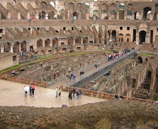 Interior of the Roman Colosseum, the most famous stadium to host gladiator games.