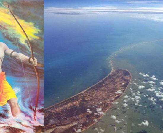 “Lord Rama got fed up with asking a non-responding Varuna (God of the oceans) to help him and took up the Brahmastra.” (Fair Use) Ram Setu – a natural phenomenon or perhaps a manmade bridge built to save a queen?