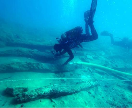 A marine archaeologist working at the Gela II site off Sicily. 