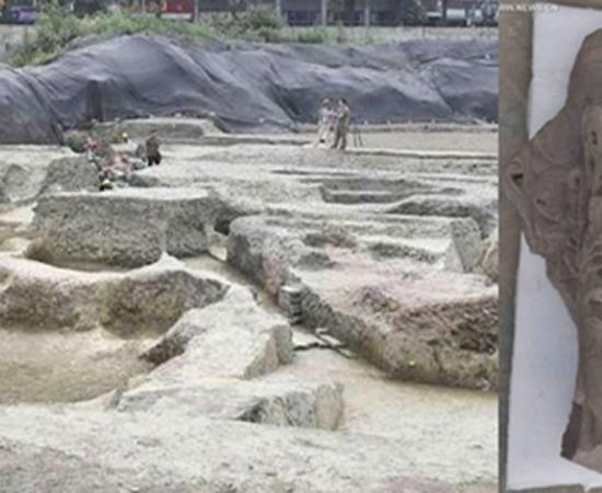Remains of the famous Fugan Temple that was recently discovered in Chengdu, China.