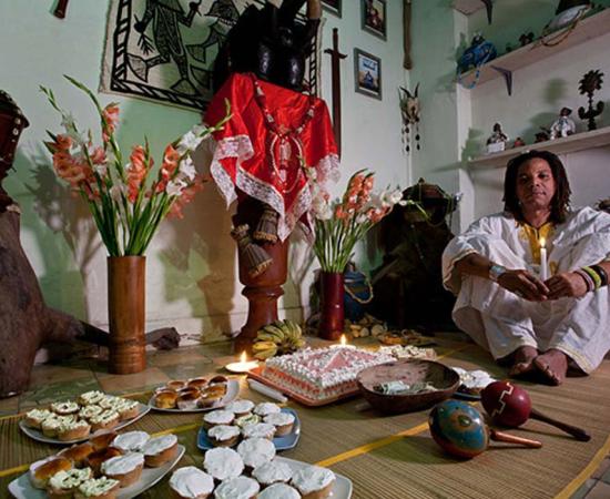 The birthday party of Lazaro Salsita, born 15 years ago, in the body of Lazaro Medina Hernandez, 35, Sculptor. Havana (La Habana), Cuba. 