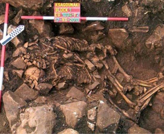 Remains of an embracing couple found near the entrance of the Alepotrypa Cave.