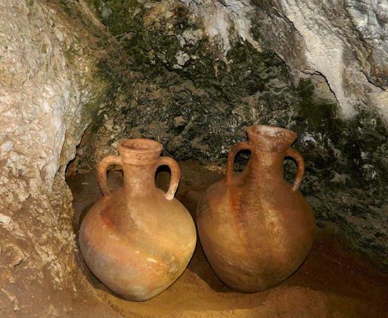Two of the jugs excavated from the hard to reach cave on the Israeli/Lebanon boarder. 