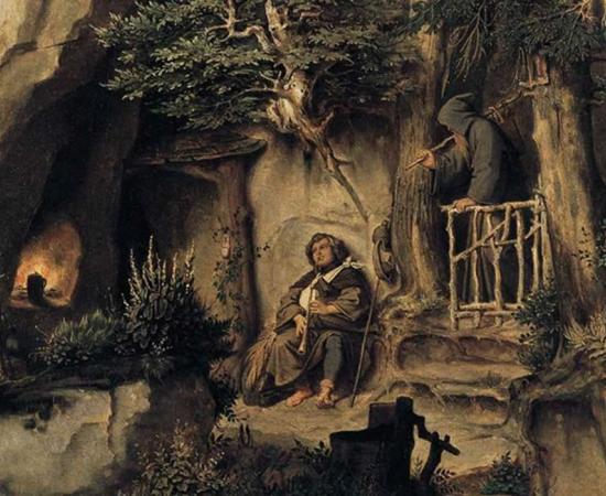 ‘A Player with a Hermit’ by Moritz von Schwind 