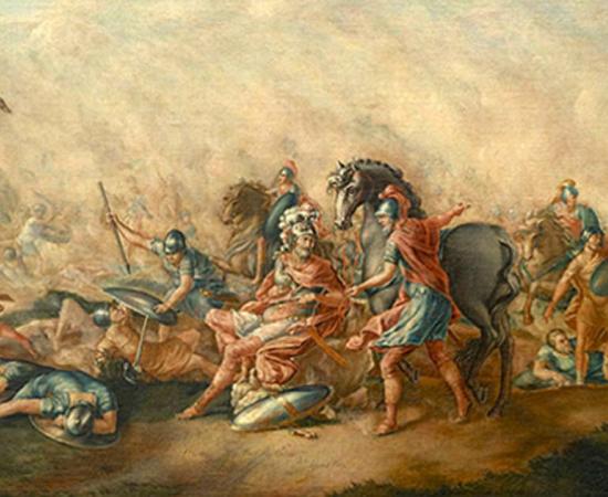 The Battle of Cannae was a major battle of the Second Punic War that took place on 2 August 216 BC in Apulia, in southeast Italy. The army of Carthage, under Hannibal, surrounded and decisively defeated a larger army of the Roman Republic