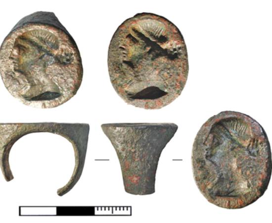 The 2,200-year-old bronze ring bearing the portrait of Egyptian Queen Arsinoe III.