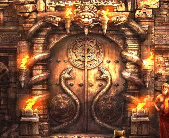Artist’s representation of the sealed door of Vault B at Padmanabhaswamy Temple.