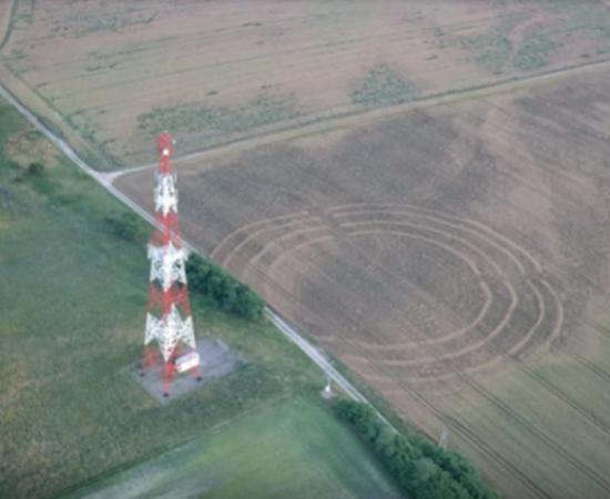 The outline of the ancient ritual site was visible from the air. Source: YouTube Screenshot