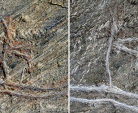 The artwork before the damage (left) and after (right).