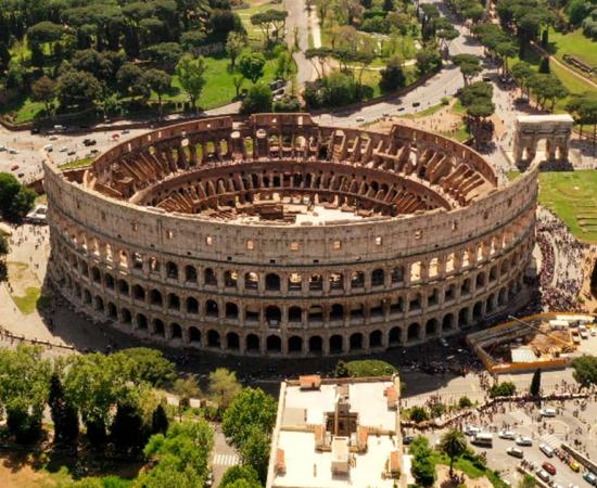Aerial view on the Roman Colosseum in Italy. Source: dimabucci/Adobe Stock