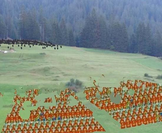 A computer-generated image of the battle that is thought to have taken place on a remote mountainside south of Chur around 15 BC between Roman troops advancing northwards through the Alps and local Suanetes. Source: Courtesy of Leona Detig