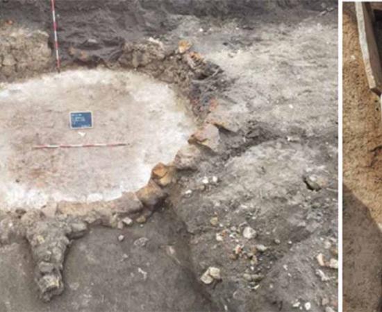 Left, Lime-working pit. Right; Early Medieval grave at Nola.    Source: Soprintendenza Napoli