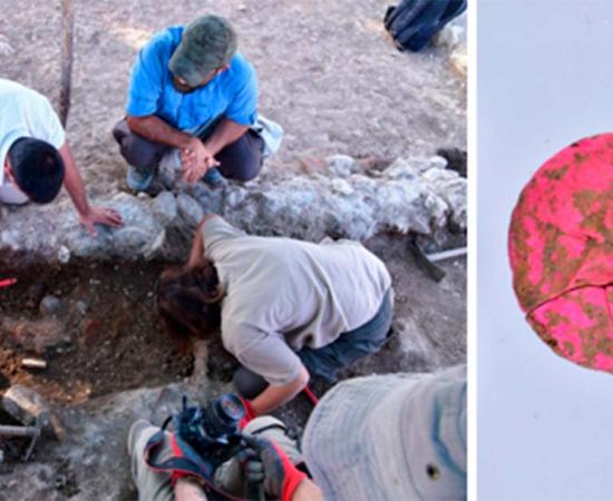 Archaeologists discovering roman era makeup and jewelry at the Aizanoi archaeological site and, right, an example of the makeup. Source: Anadolu Agency
