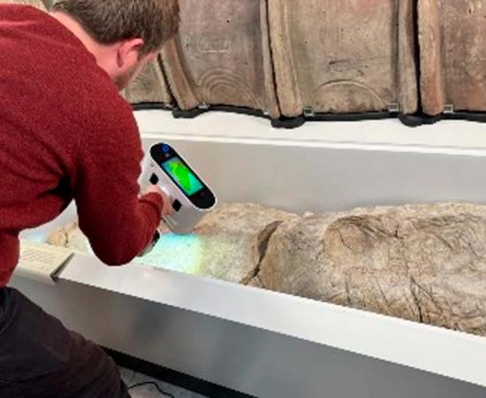 The Roman gypsum burial being scanned at York Museum. Source: University of York
