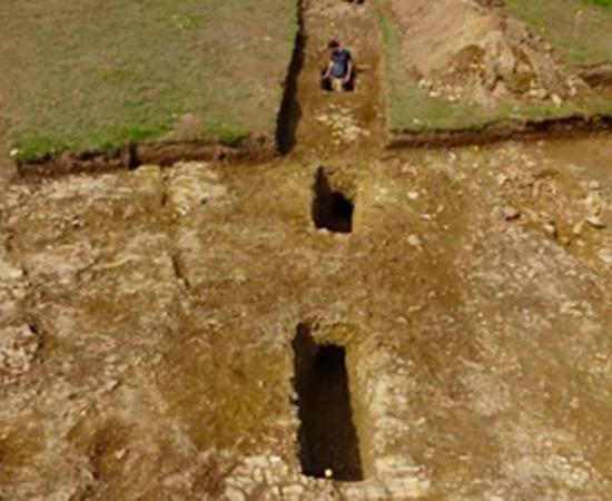 Suspected Roman mine pits were uncovered, which would have intersected with a lost Roman road. Source: University of Exeter / Fair Use.