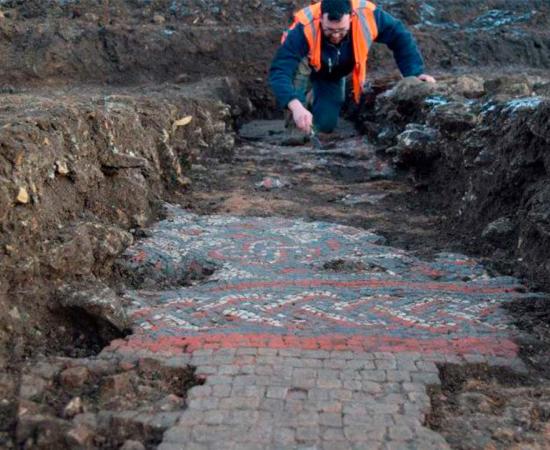 Remains of the Roman mosaic discovered at Olney, England. Source: Oxford Archaeology